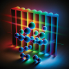 Illustration of an optical frequency comb probing gas molecules